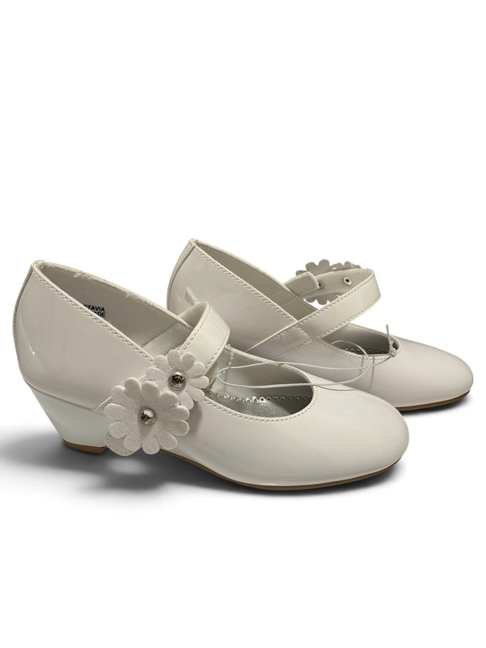 Rachel Shoes white Patent Mary Jane Dress Shoes with Flower Accent, size 2 new